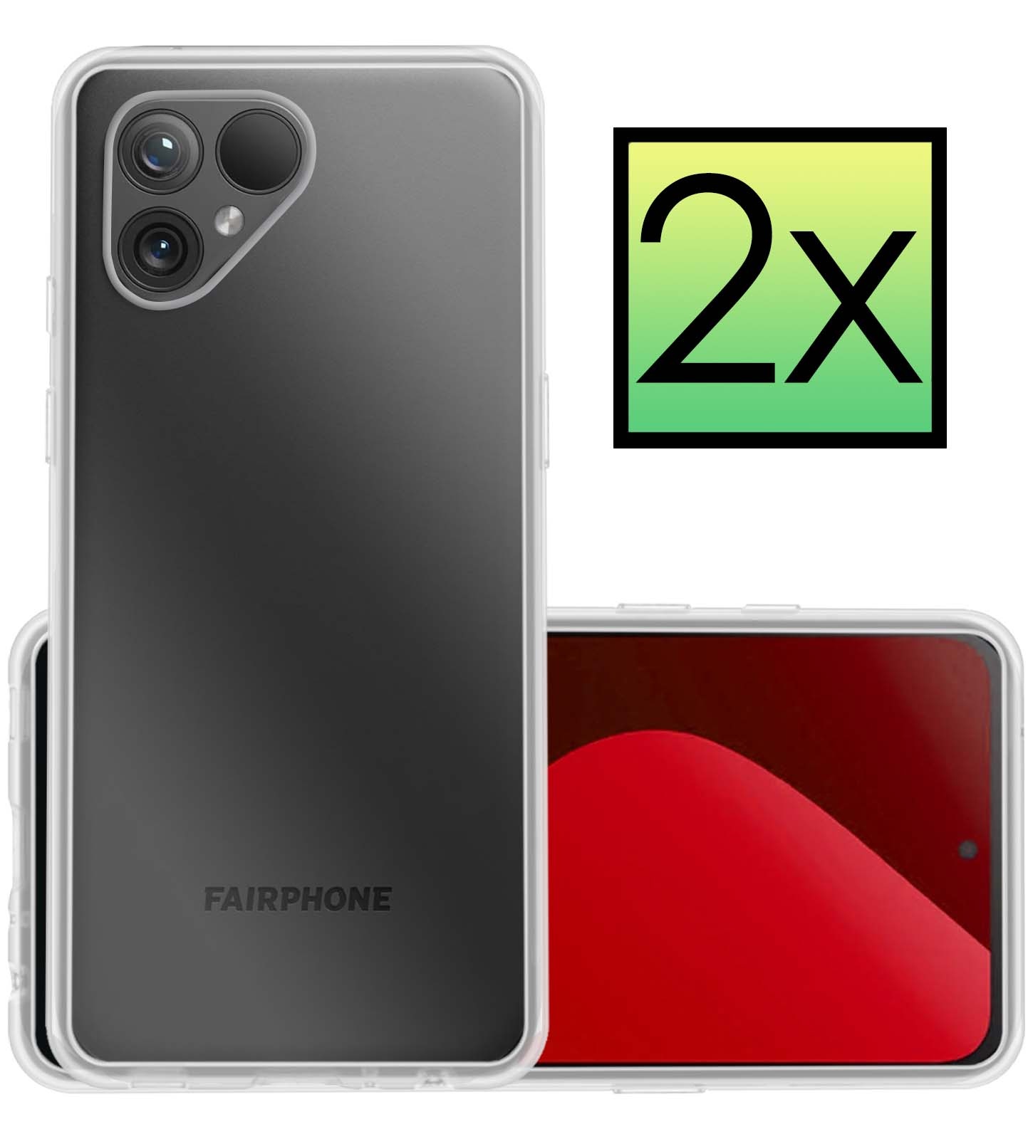 NoXx Hoes Geschikt voor Fairphone 5 Hoesje Cover Siliconen Back Case Hoes - Transparant - 2x