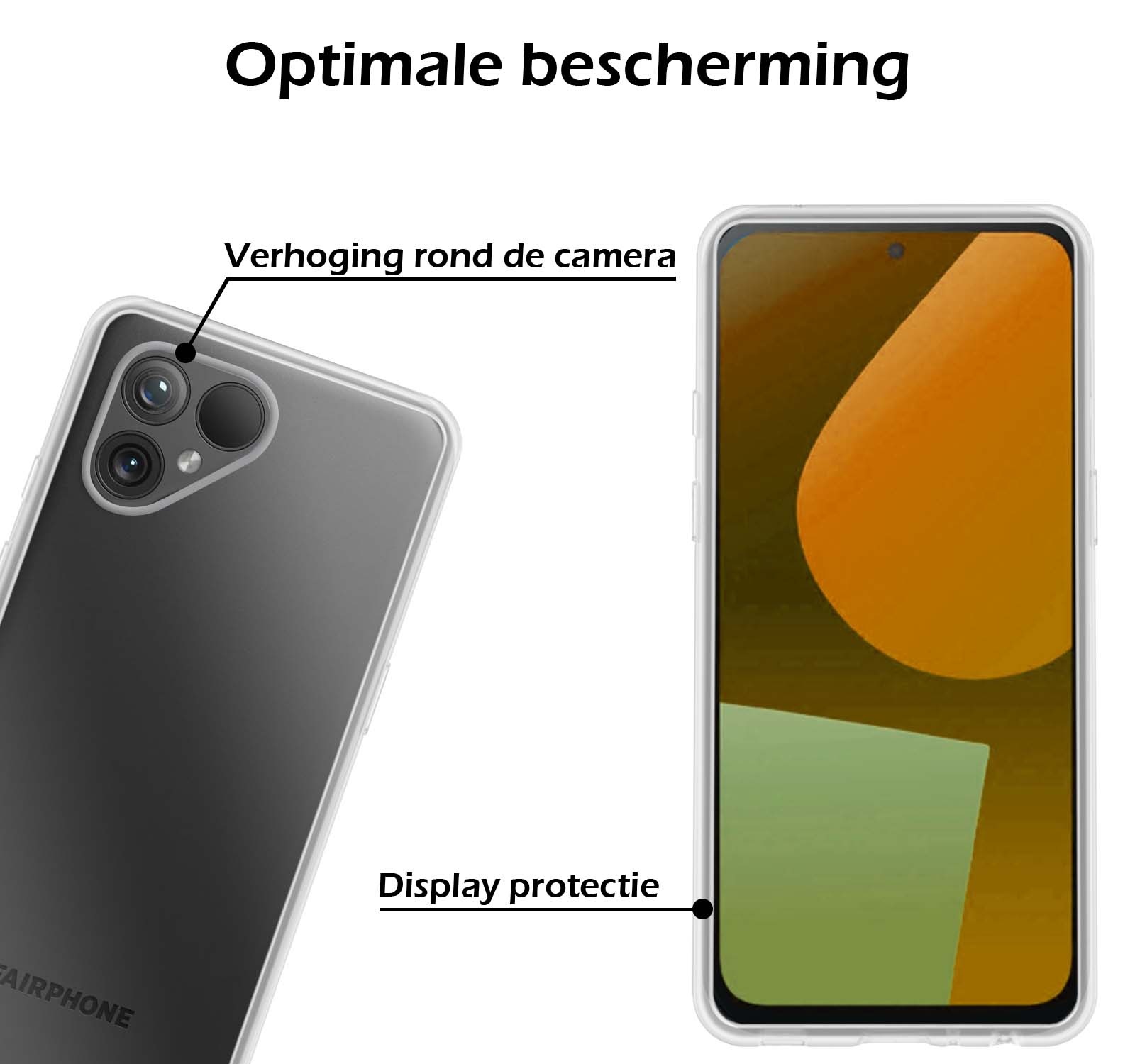 Nomfy Hoesje Geschikt voor Fairphone 5 Hoesje Siliconen Cover Case Met 2x Screenprotector - Hoes Geschikt voor Fairphone 5 Hoes Back Case - Transparant