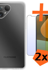 Nomfy Hoesje Geschikt voor Fairphone 5 Hoesje Siliconen Cover Case Met 2x Screenprotector - Hoes Geschikt voor Fairphone 5 Hoes Back Case - Transparant