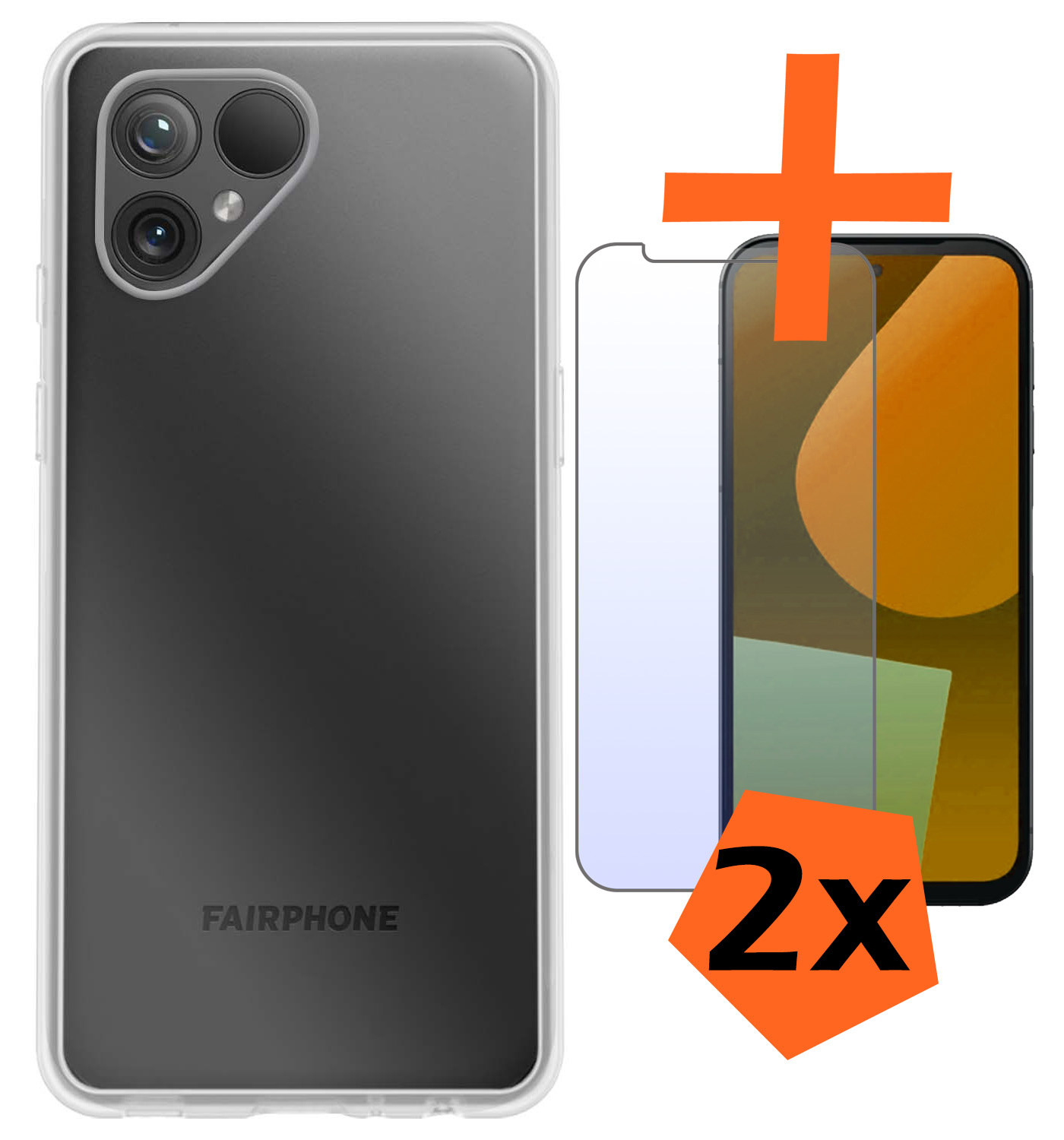Nomfy Hoesje Geschikt voor Fairphone 5 Hoesje Siliconen Cover Case Met 2x Screenprotector - Hoes Geschikt voor Fairphone 5 Hoes Back Case - Transparant