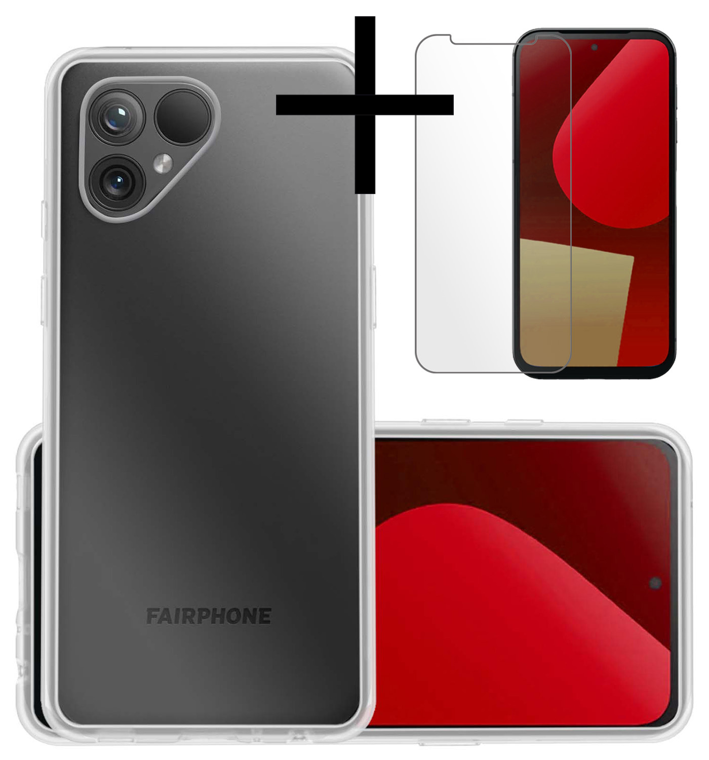 NoXx Hoes Geschikt voor Fairphone 5 Hoesje Cover Siliconen Back Case Hoes Met Screenprotector - Transparant