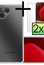 NoXx Hoes Geschikt voor Fairphone 5 Hoesje Cover Siliconen Back Case Hoes Met 2x Screenprotector - Transparant