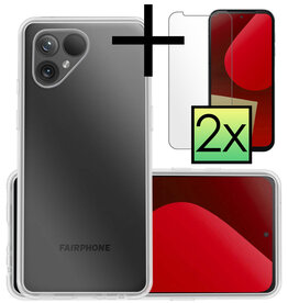 NoXx NoXx Fairphone 5 Hoesje Siliconen Met 2x Screenprotector - Transparant