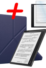 BASEY. Hoes Geschikt voor Kobo Elipsa 2E Hoesje Bookcase Cover Hoes Met Screenprotector - Hoesje Geschikt voor Kobo Elipsa 2E Hoes Cover Case - Donkerblauw