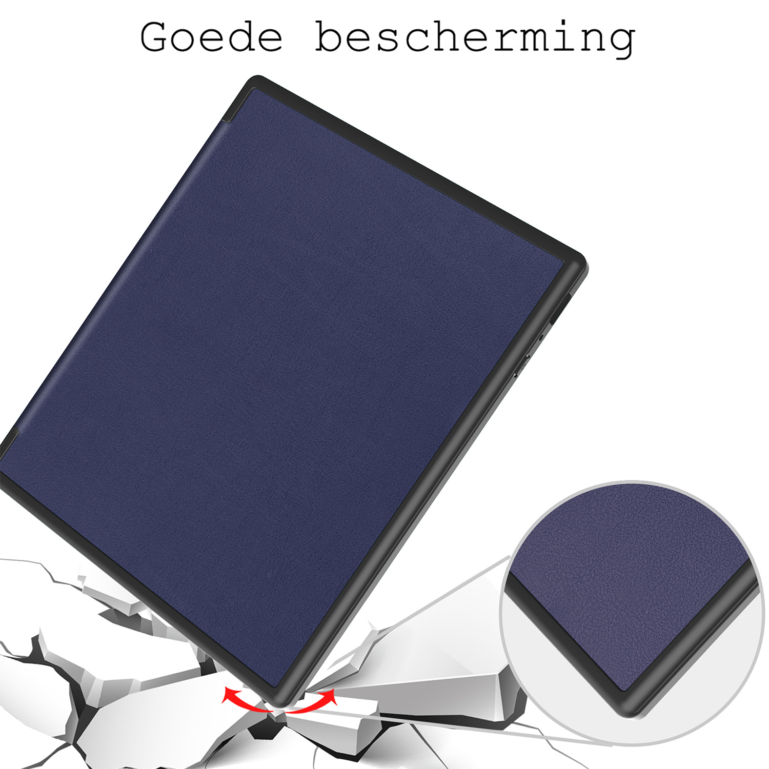 BASEY. Hoes Geschikt voor Kobo Elipsa 2E Hoesje Bookcase Cover Hoes Met Screenprotector - Hoesje Geschikt voor Kobo Elipsa 2E Hoes Cover Case - Donkerblauw