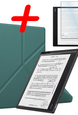 BASEY. Hoes Geschikt voor Kobo Elipsa 2E Hoesje Bookcase Cover Hoes Met Screenprotector - Hoesje Geschikt voor Kobo Elipsa 2E Hoes Cover Case - Donkergroen