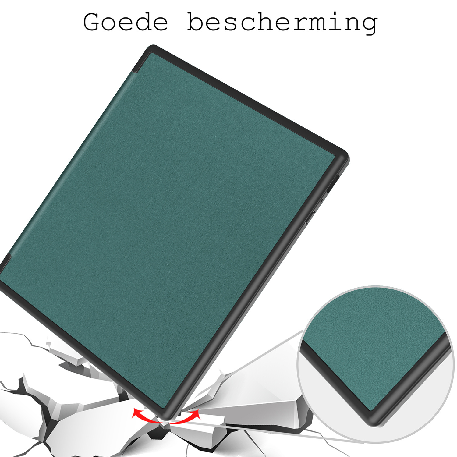 BASEY. Hoes Geschikt voor Kobo Elipsa 2E Hoesje Bookcase Cover Hoes Met Screenprotector - Hoesje Geschikt voor Kobo Elipsa 2E Hoes Cover Case - Donkergroen