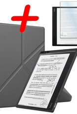BASEY. Hoes Geschikt voor Kobo Elipsa 2E Hoesje Bookcase Cover Hoes Met Screenprotector - Hoesje Geschikt voor Kobo Elipsa 2E Hoes Cover Case - Grijs