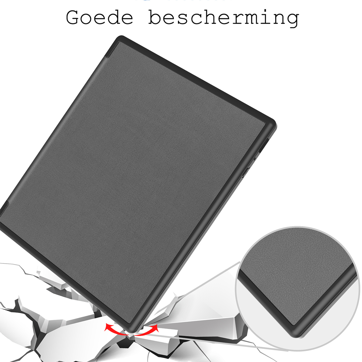 BASEY. Hoes Geschikt voor Kobo Elipsa 2E Hoesje Bookcase Cover Hoes Met Screenprotector - Hoesje Geschikt voor Kobo Elipsa 2E Hoes Cover Case - Grijs