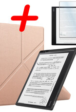 BASEY. Hoes Geschikt voor Kobo Elipsa 2E Hoesje Bookcase Cover Hoes Met Screenprotector - Hoesje Geschikt voor Kobo Elipsa 2E Hoes Cover Case - Rosé Goud