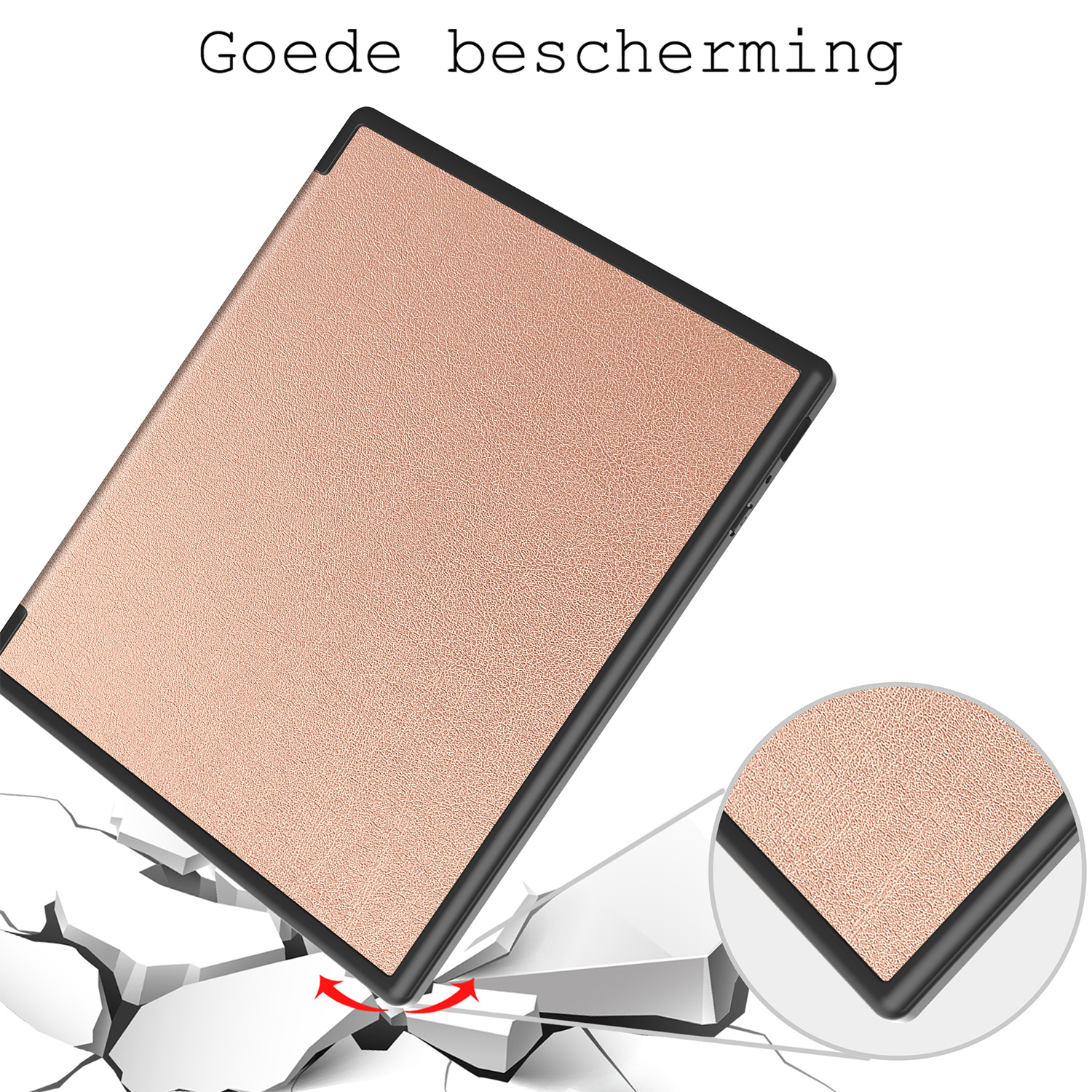 BASEY. Hoes Geschikt voor Kobo Elipsa 2E Hoesje Bookcase Cover Hoes Met Screenprotector - Hoesje Geschikt voor Kobo Elipsa 2E Hoes Cover Case - Rosé Goud