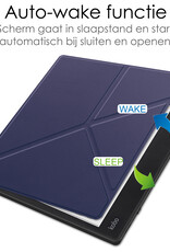 NoXx Hoes Geschikt voor Kobo Elipsa 2E Hoesje Bookcase Cover Book Case Hoes Sleepcover Met Screenprotector - Donkerblauw