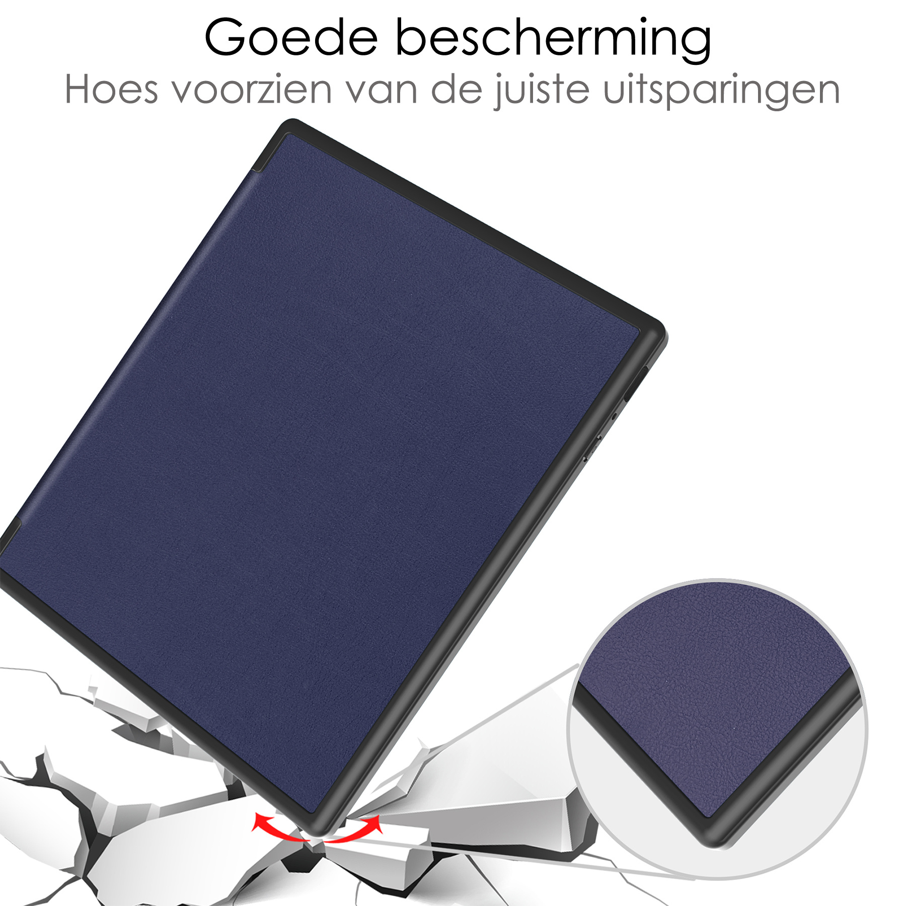 NoXx Hoes Geschikt voor Kobo Elipsa 2E Hoesje Bookcase Cover Book Case Hoes Sleepcover Met Screenprotector - Donkerblauw