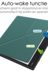 NoXx Hoes Geschikt voor Kobo Elipsa 2E Hoesje Bookcase Cover Book Case Hoes Sleepcover Met Screenprotector - Donkergroen