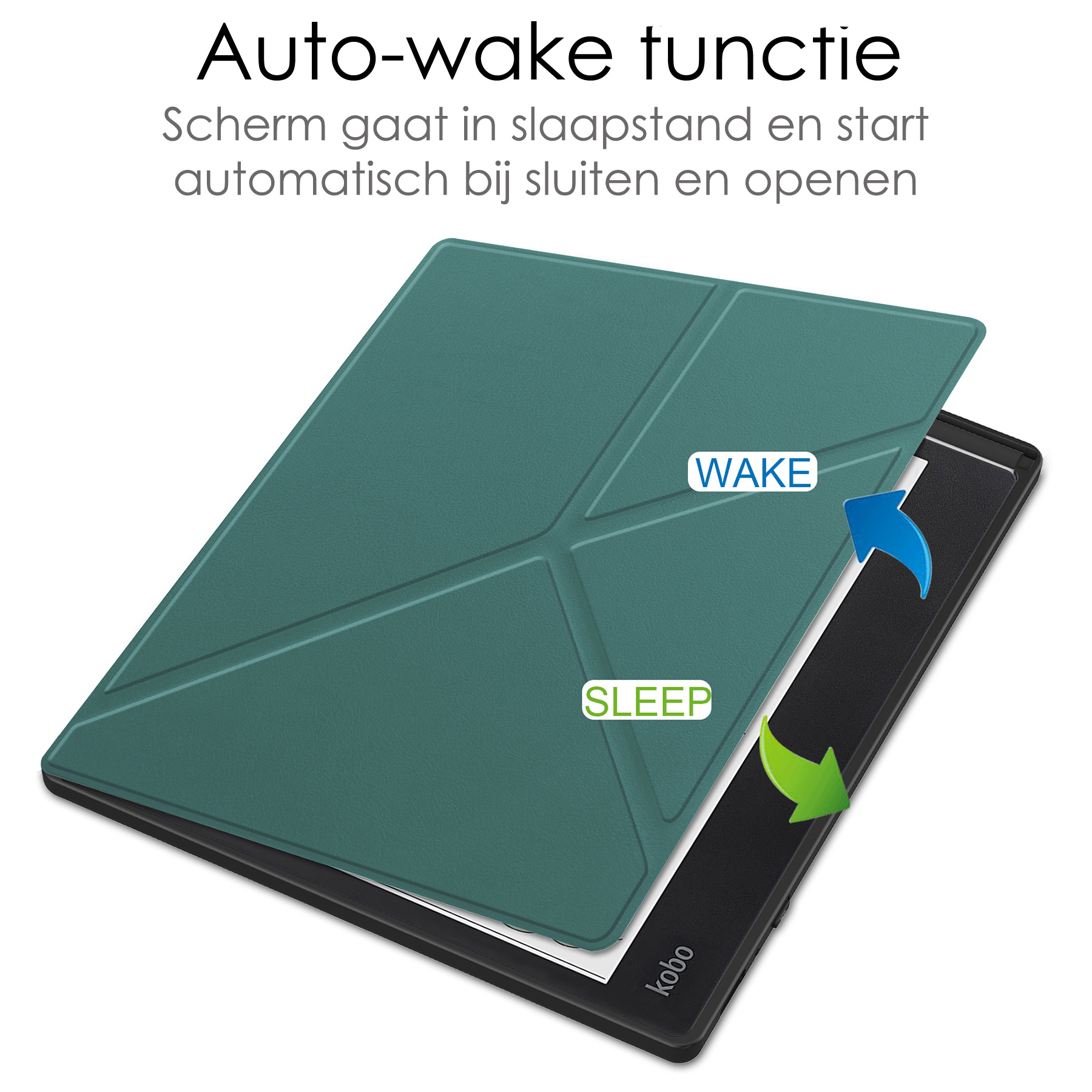 NoXx Hoes Geschikt voor Kobo Elipsa 2E Hoesje Bookcase Cover Book Case Hoes Sleepcover Met Screenprotector - Donkergroen