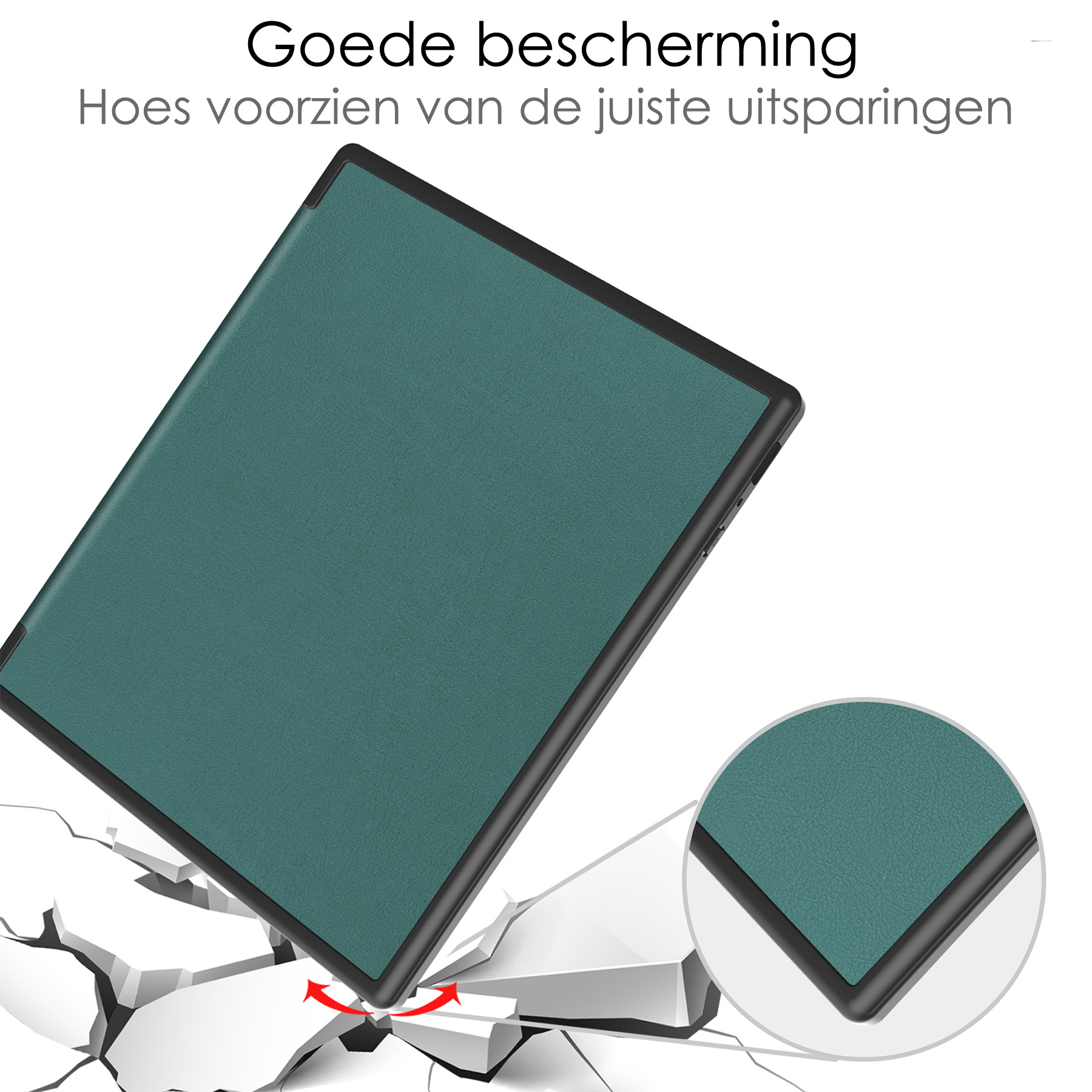 NoXx Hoes Geschikt voor Kobo Elipsa 2E Hoesje Bookcase Cover Book Case Hoes Sleepcover Met Screenprotector - Donkergroen
