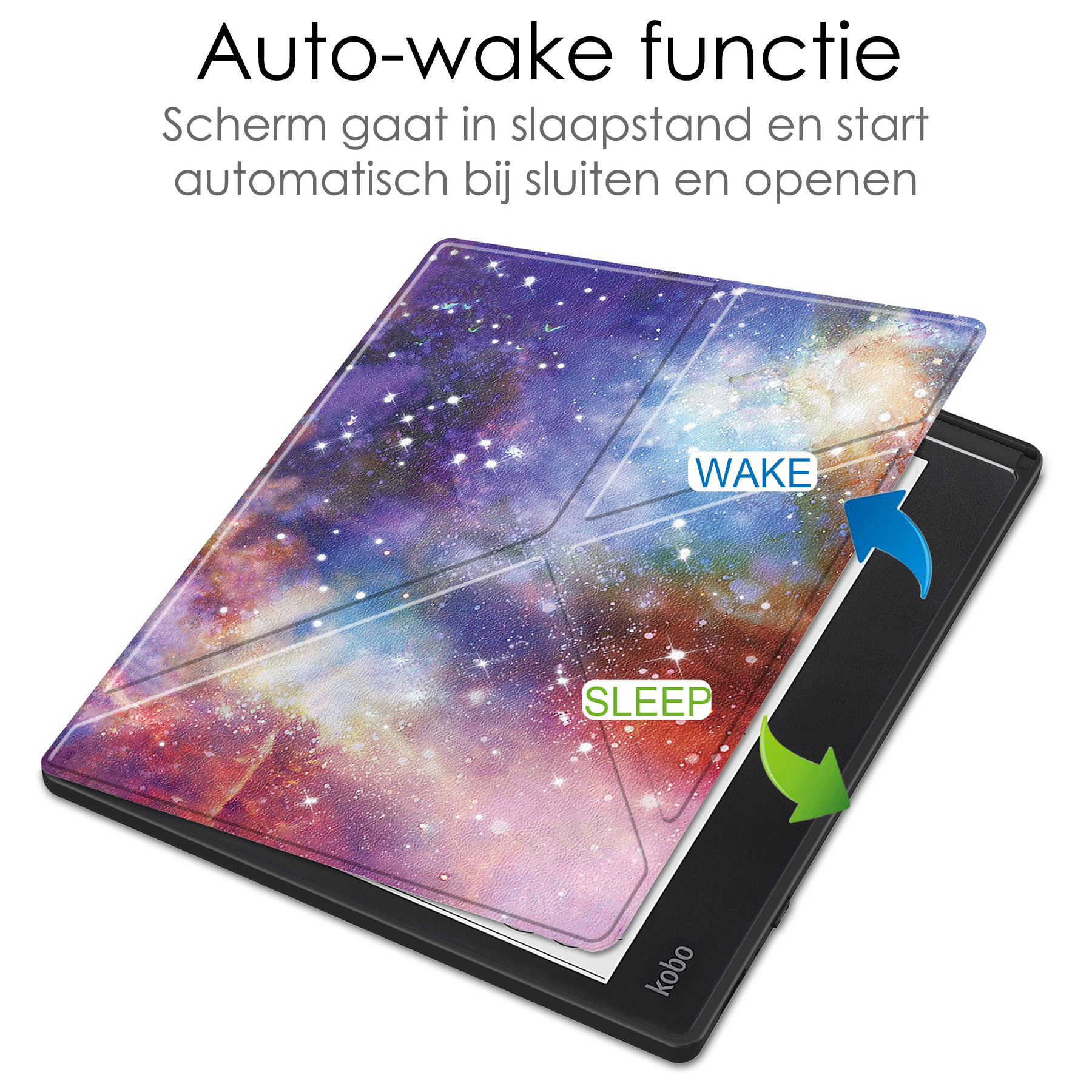 NoXx Hoes Geschikt voor Kobo Elipsa 2E Hoesje Bookcase Cover Book Case Hoes Sleepcover Met Screenprotector - Galaxy