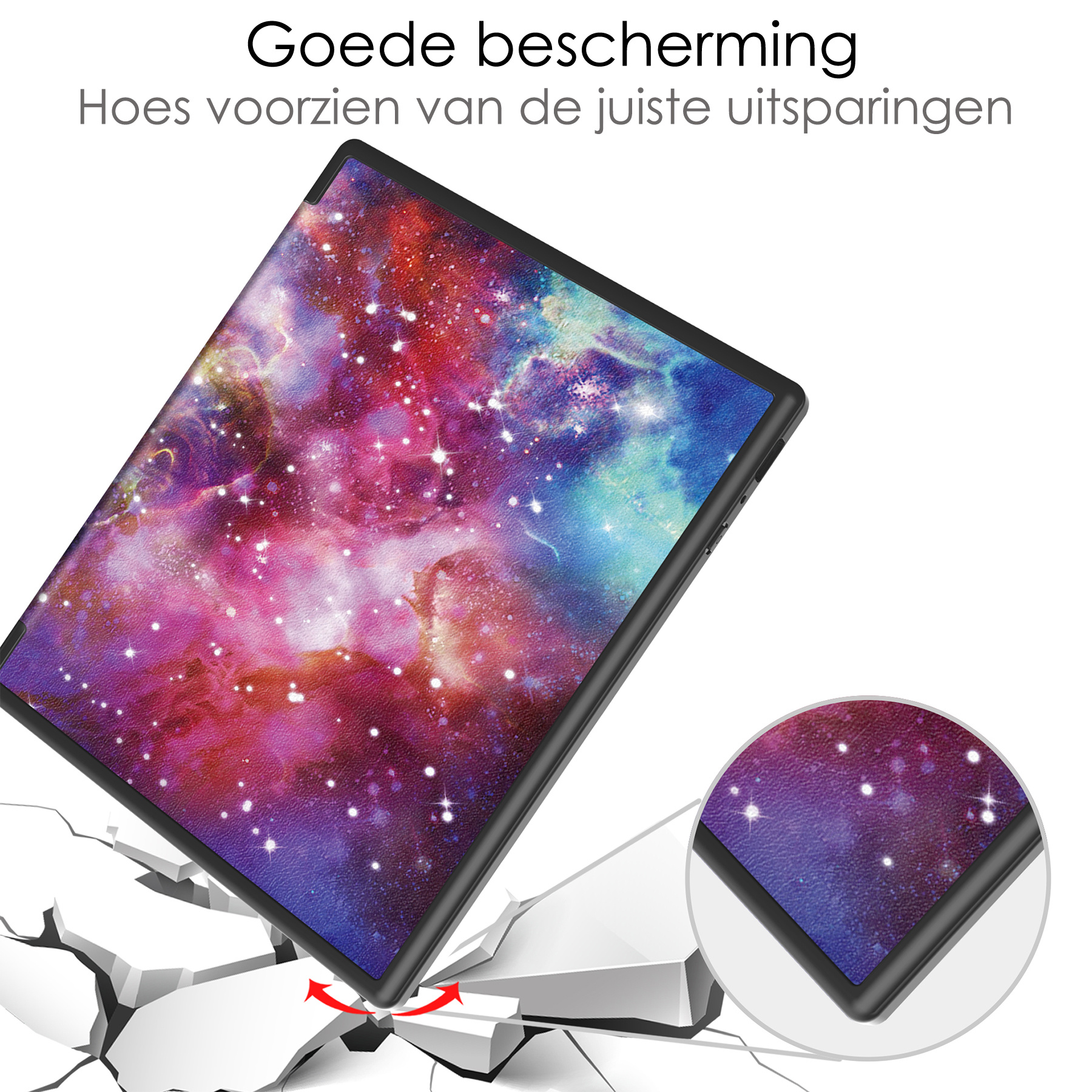 NoXx Hoes Geschikt voor Kobo Elipsa 2E Hoesje Bookcase Cover Book Case Hoes Sleepcover Met Screenprotector - Galaxy