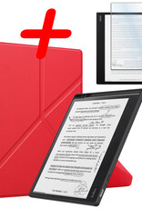 BASEY. Hoes Geschikt voor Kobo Elipsa 2E Hoesje Bookcase Cover Hoes Met Screenprotector - Hoesje Geschikt voor Kobo Elipsa 2E Hoes Cover Case - Rood