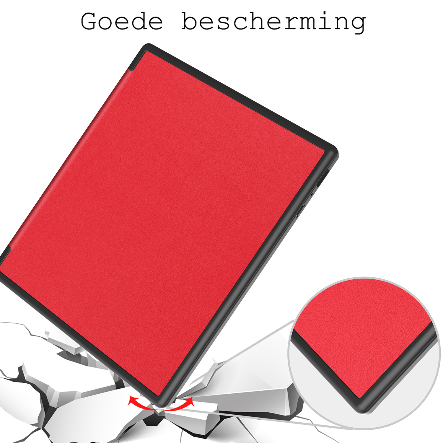 BASEY. Hoes Geschikt voor Kobo Elipsa 2E Hoesje Bookcase Cover Hoes Met Screenprotector - Hoesje Geschikt voor Kobo Elipsa 2E Hoes Cover Case - Rood