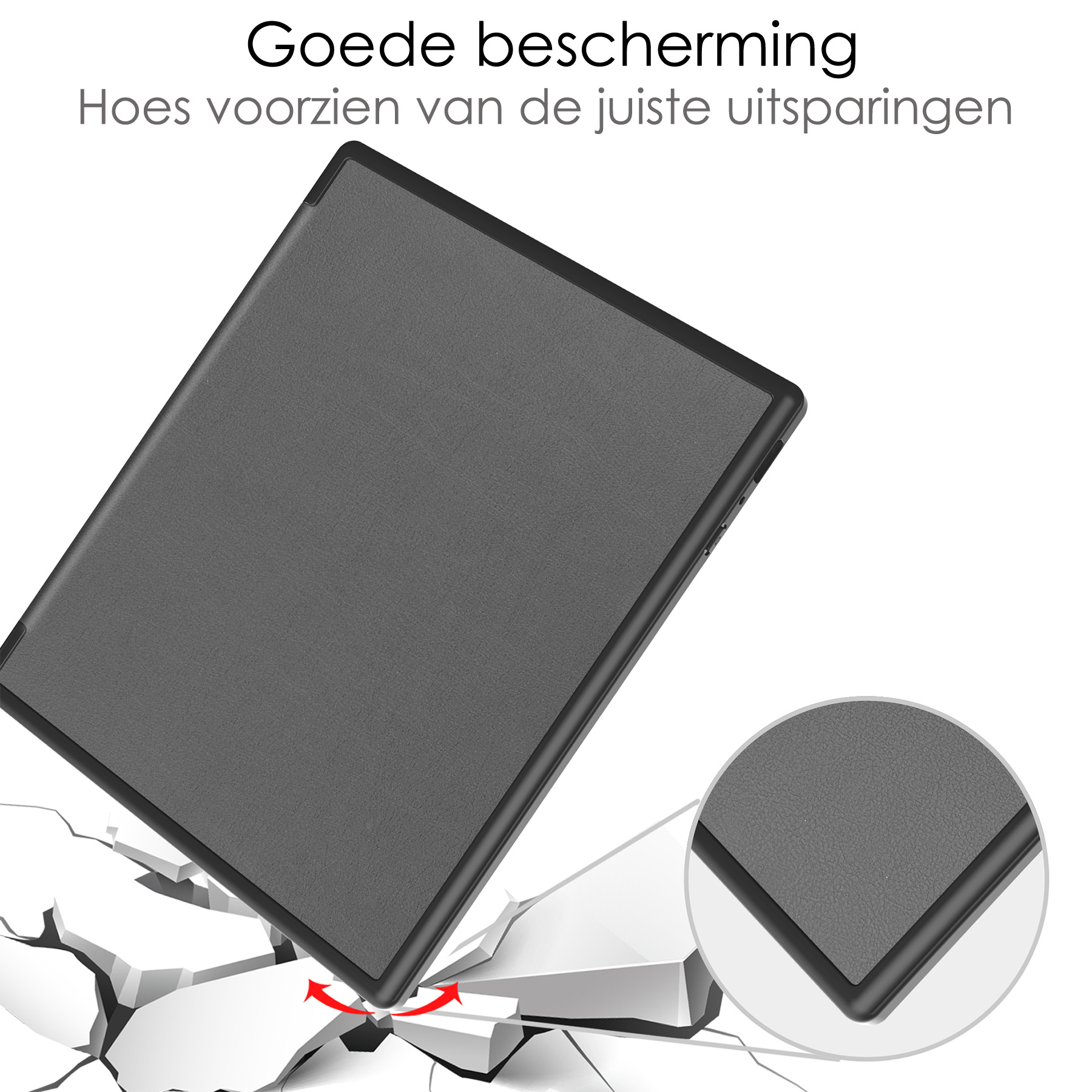 NoXx Hoes Geschikt voor Kobo Elipsa 2E Hoesje Bookcase Cover Book Case Hoes Sleepcover Met Screenprotector - Grijs