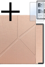 NoXx Hoes Geschikt voor Kobo Elipsa 2E Hoesje Bookcase Cover Book Case Hoes Sleepcover Met Screenprotector - Rosé Goud