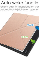 NoXx Hoes Geschikt voor Kobo Elipsa 2E Hoesje Bookcase Cover Book Case Hoes Sleepcover Met Screenprotector - Rosé Goud