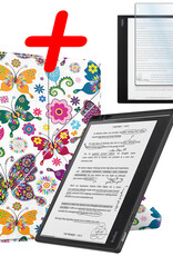 BASEY. Hoes Geschikt voor Kobo Elipsa 2E Hoesje Bookcase Cover Hoes Met Screenprotector - Hoesje Geschikt voor Kobo Elipsa 2E Hoes Cover Case - Vlinders