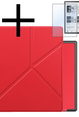 NoXx Hoes Geschikt voor Kobo Elipsa 2E Hoesje Bookcase Cover Book Case Hoes Sleepcover Met Screenprotector - Rood