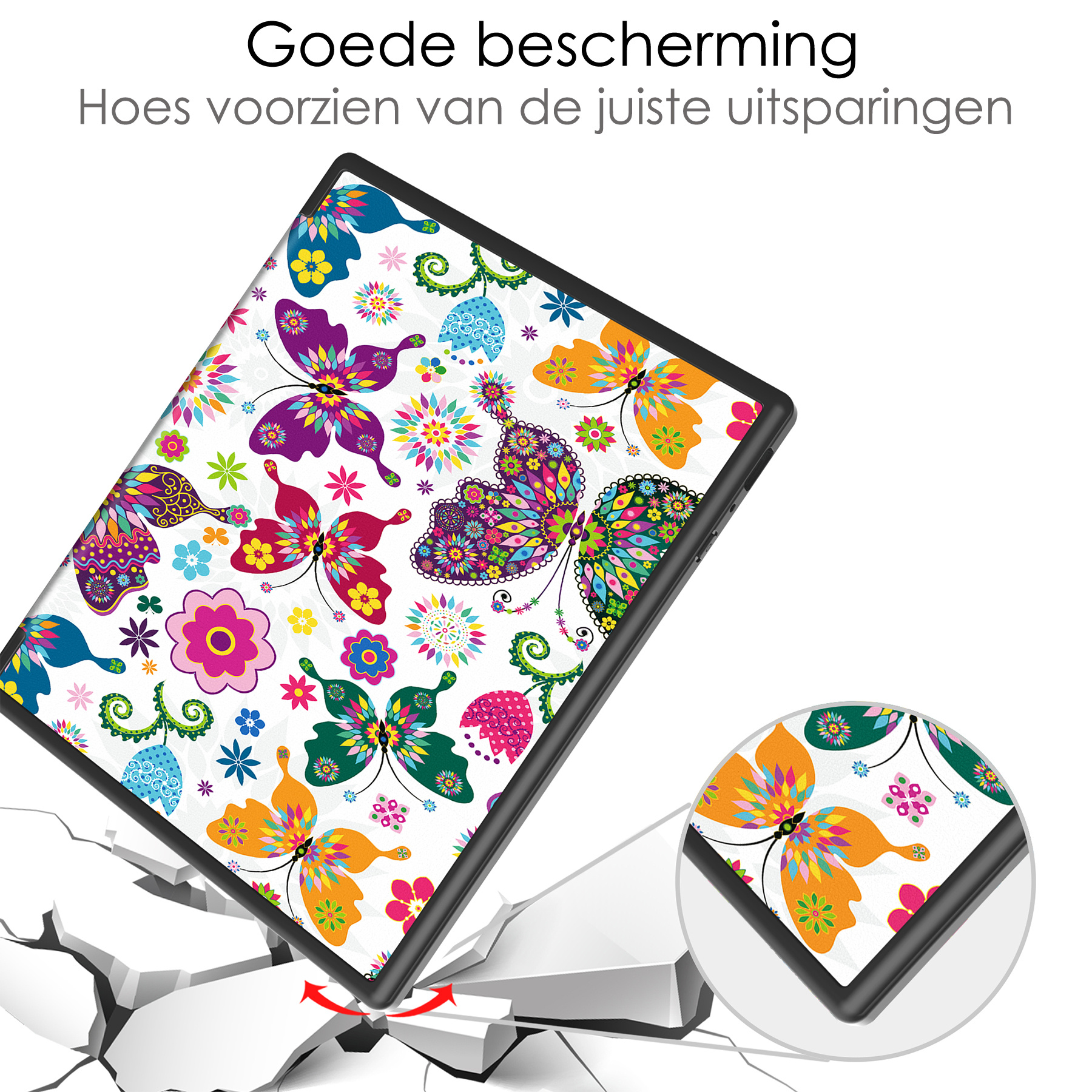 NoXx Hoes Geschikt voor Kobo Elipsa 2E Hoesje Bookcase Cover Book Case Hoes Sleepcover Met Screenprotector - Vlinders