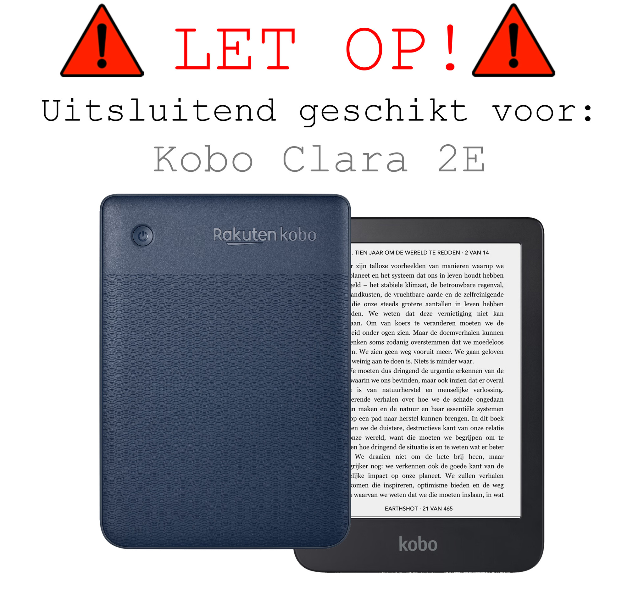 BASEY. Hoes Geschikt voor Kobo Clara 2E Hoesje Bookcase Cover Hoes Met Screenprotector - Hoesje Geschikt voor Kobo Clara 2E Hoes Cover Case - Donkerblauw