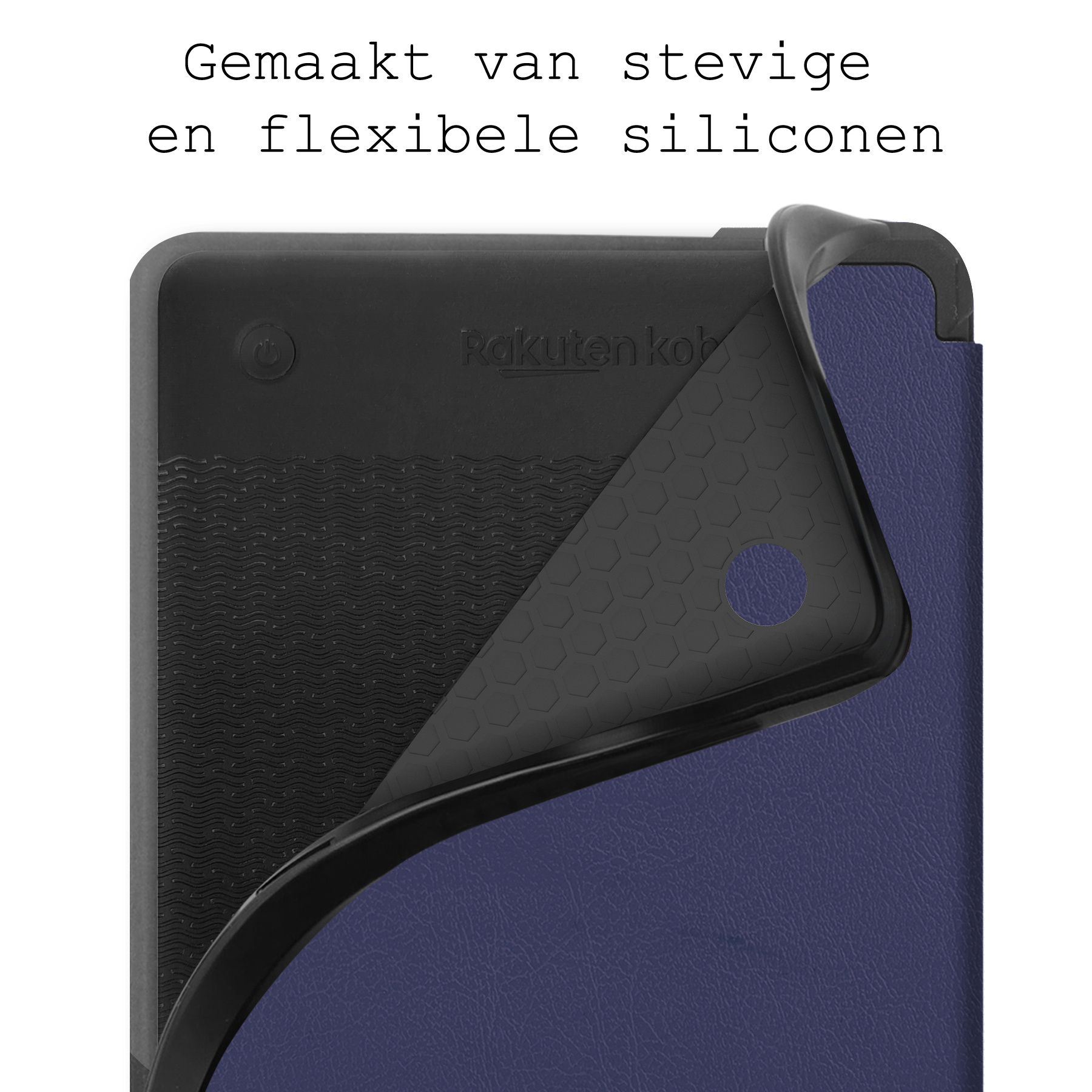 BASEY. Hoes Geschikt voor Kobo Clara 2E Hoesje Bookcase Cover Hoes Met Screenprotector - Hoesje Geschikt voor Kobo Clara 2E Hoes Cover Case - Donkerblauw