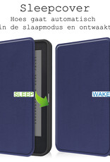 BASEY. Hoes Geschikt voor Kobo Clara 2E Hoesje Bookcase Cover Hoes Met Screenprotector - Hoesje Geschikt voor Kobo Clara 2E Hoes Cover Case - Donkerblauw