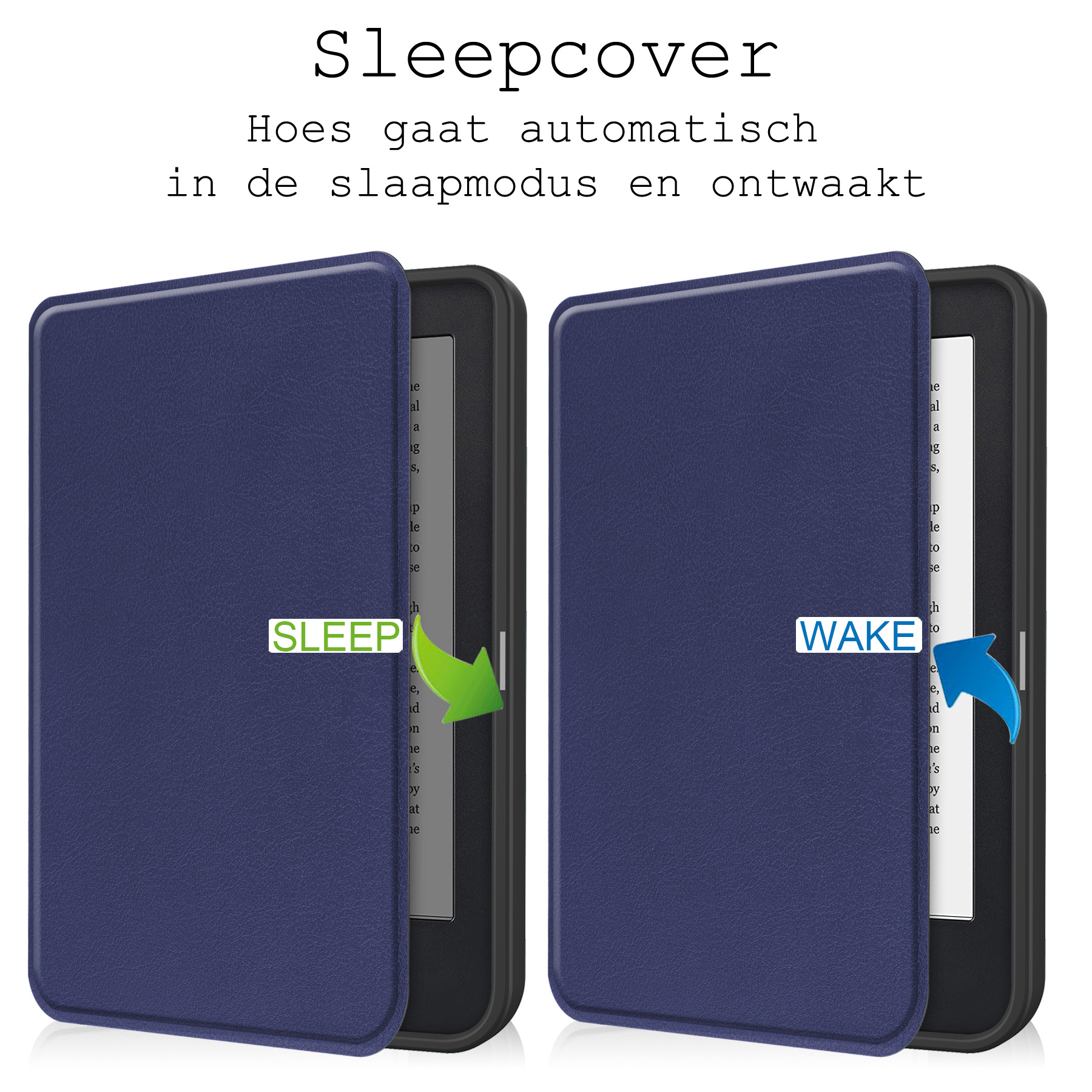 BASEY. Hoes Geschikt voor Kobo Clara 2E Hoesje Bookcase Cover Hoes Met Screenprotector - Hoesje Geschikt voor Kobo Clara 2E Hoes Cover Case - Donkerblauw