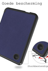 BASEY. Hoes Geschikt voor Kobo Clara 2E Hoesje Bookcase Cover Hoes Met Screenprotector - Hoesje Geschikt voor Kobo Clara 2E Hoes Cover Case - Donkerblauw