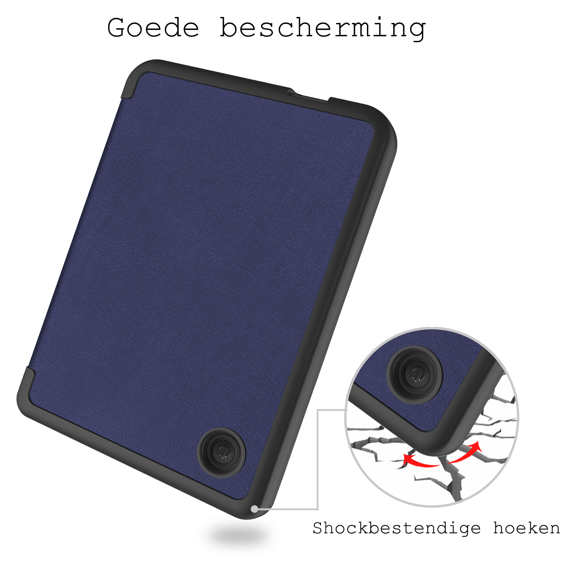 BASEY. Hoes Geschikt voor Kobo Clara 2E Hoesje Bookcase Cover Hoes Met Screenprotector - Hoesje Geschikt voor Kobo Clara 2E Hoes Cover Case - Donkerblauw