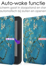 NoXx Hoes Geschikt voor Kobo Clara 2E Hoesje Bookcase Cover Book Case Hoes Sleepcover Met Screenprotector - Bloesem