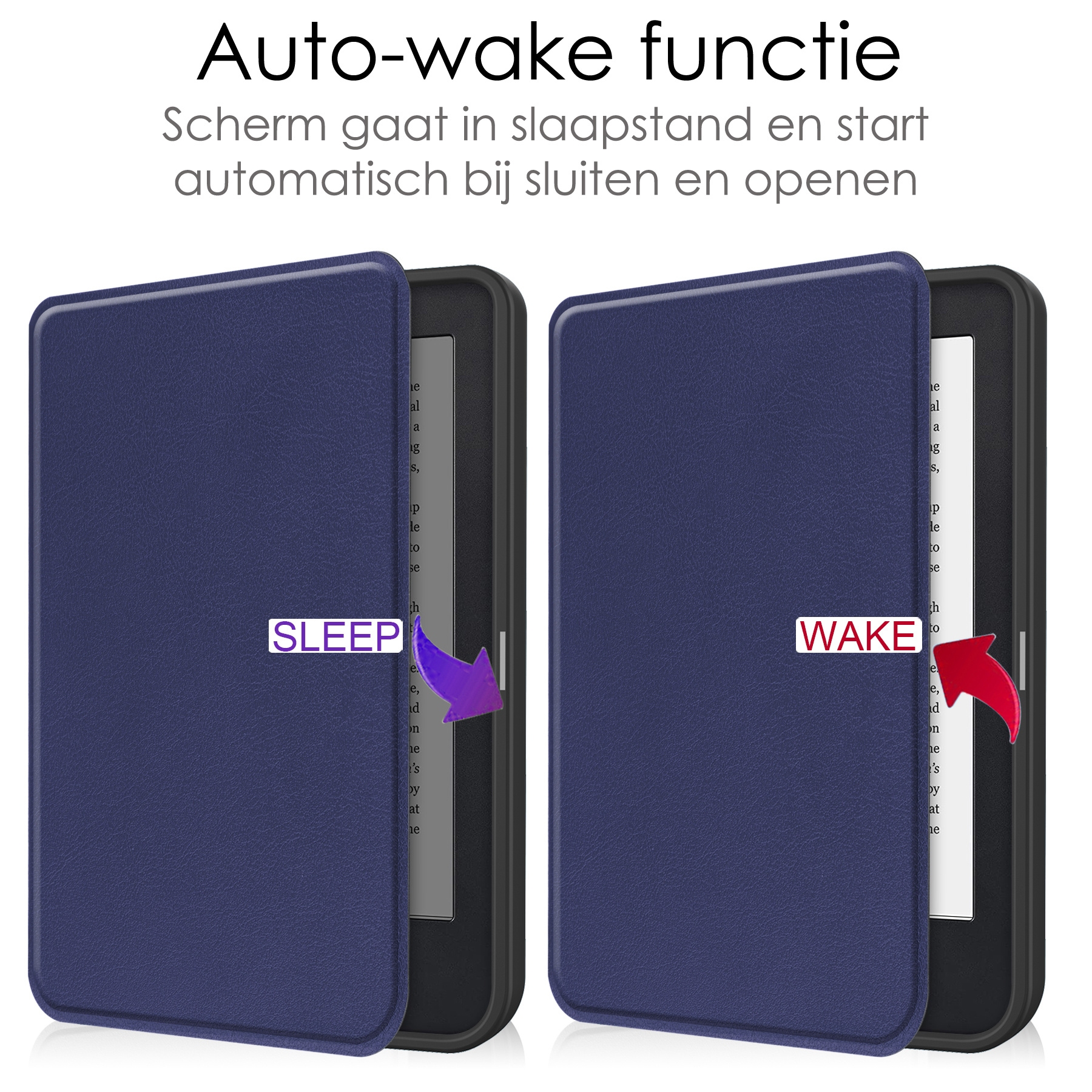 NoXx Hoes Geschikt voor Kobo Clara 2E Hoesje Bookcase Cover Book Case Hoes Sleepcover Met Screenprotector - Donkerblauw