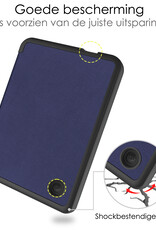NoXx Hoes Geschikt voor Kobo Clara 2E Hoesje Bookcase Cover Book Case Hoes Sleepcover Met Screenprotector - Donkerblauw