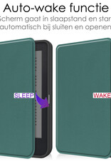 NoXx Hoes Geschikt voor Kobo Clara 2E Hoesje Bookcase Cover Book Case Hoes Sleepcover Met Screenprotector - Donkergroen