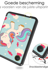 NoXx Hoes Geschikt voor Kobo Clara 2E Hoesje Bookcase Cover Book Case Hoes Sleepcover Met Screenprotector - Eenhoorn