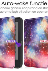 NoXx Hoes Geschikt voor Kobo Clara 2E Hoesje Bookcase Cover Book Case Hoes Sleepcover Met Screenprotector - Galaxy