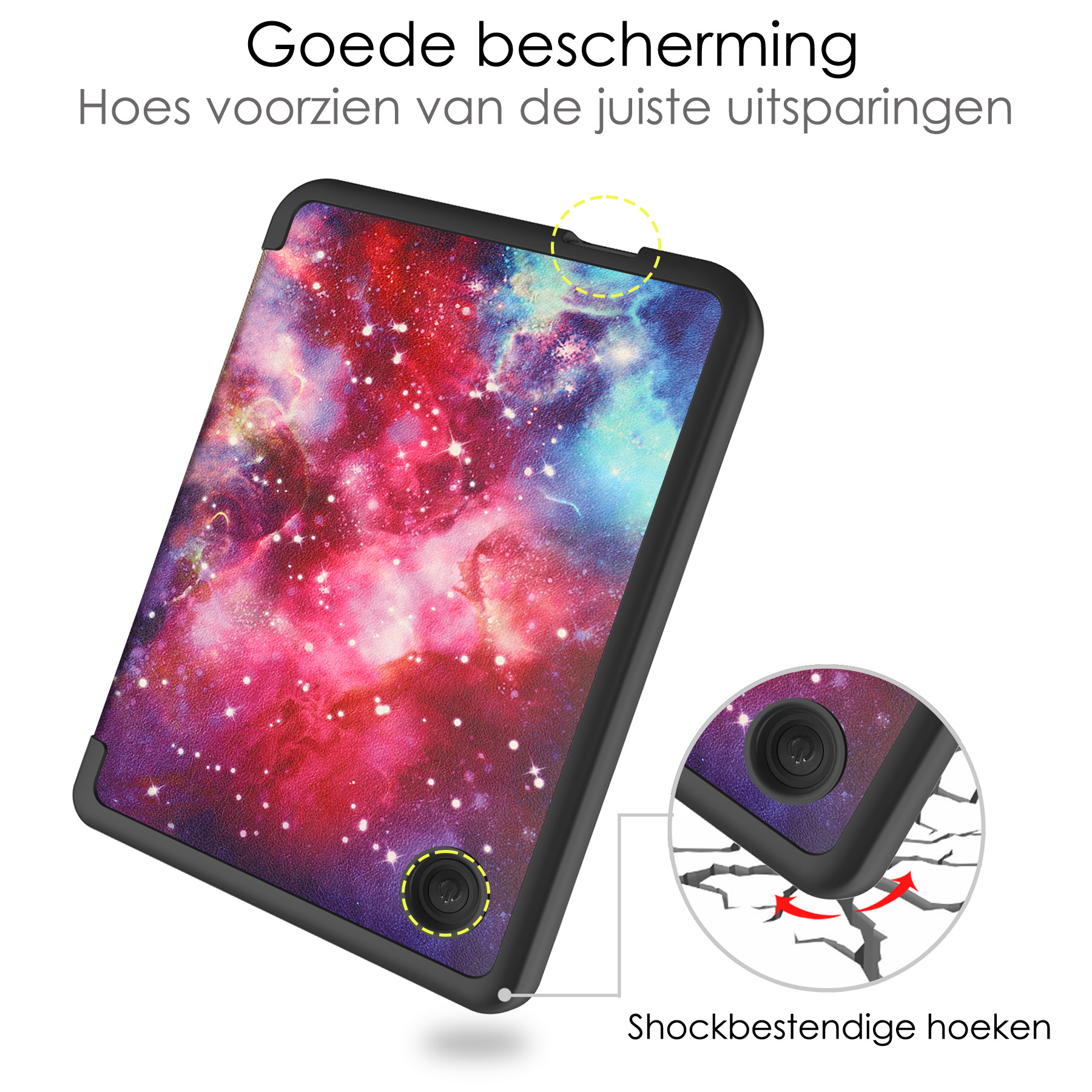 NoXx Hoes Geschikt voor Kobo Clara 2E Hoesje Bookcase Cover Book Case Hoes Sleepcover Met Screenprotector - Galaxy