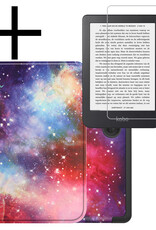 NoXx Hoes Geschikt voor Kobo Clara 2E Hoesje Bookcase Cover Book Case Hoes Sleepcover Met Screenprotector - Galaxy