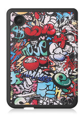 NoXx Hoes Geschikt voor Kobo Clara 2E Hoesje Bookcase Cover Book Case Hoes Sleepcover Met Screenprotector - Graffity