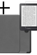 NoXx Hoes Geschikt voor Kobo Clara 2E Hoesje Bookcase Cover Book Case Hoes Sleepcover Met Screenprotector - Grijs