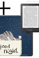 NoXx Hoes Geschikt voor Kobo Clara 2E Hoesje Bookcase Cover Book Case Hoes Sleepcover Met Screenprotector - Kat