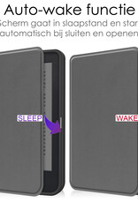 NoXx Hoes Geschikt voor Kobo Clara 2E Hoesje Bookcase Cover Book Case Hoes Sleepcover Met Screenprotector - Grijs