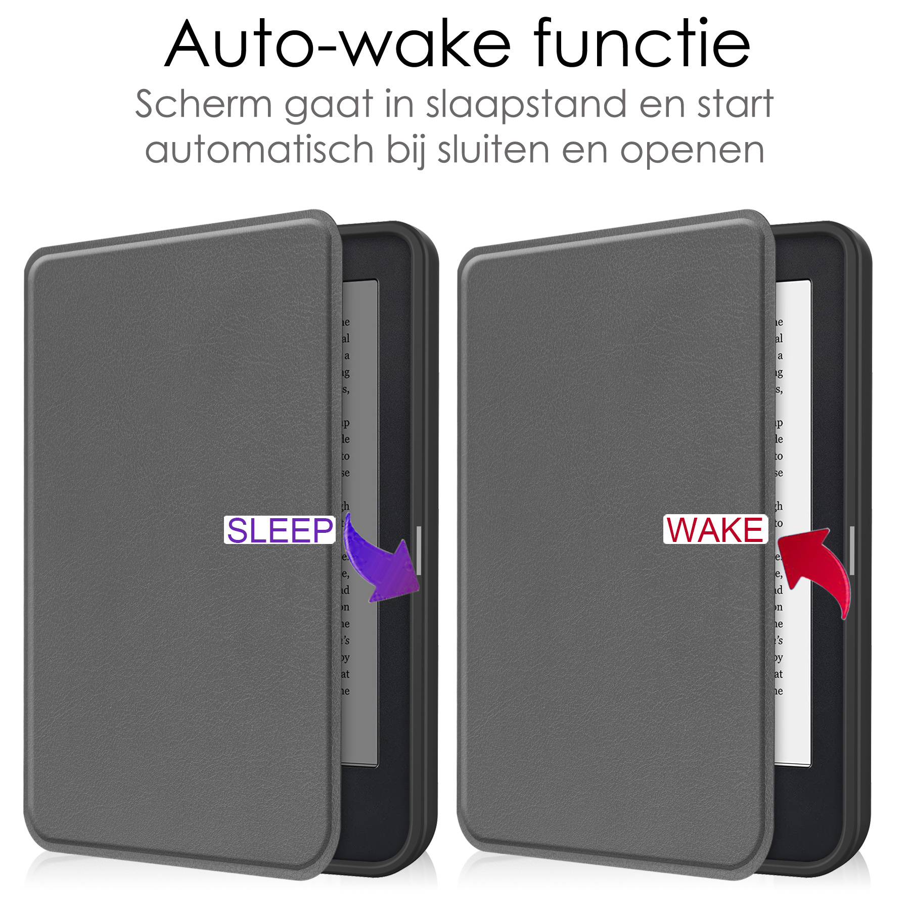 NoXx Hoes Geschikt voor Kobo Clara 2E Hoesje Bookcase Cover Book Case Hoes Sleepcover Met Screenprotector - Grijs