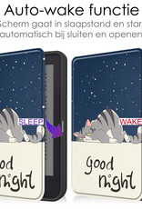 NoXx Hoes Geschikt voor Kobo Clara 2E Hoesje Bookcase Cover Book Case Hoes Sleepcover Met Screenprotector - Kat